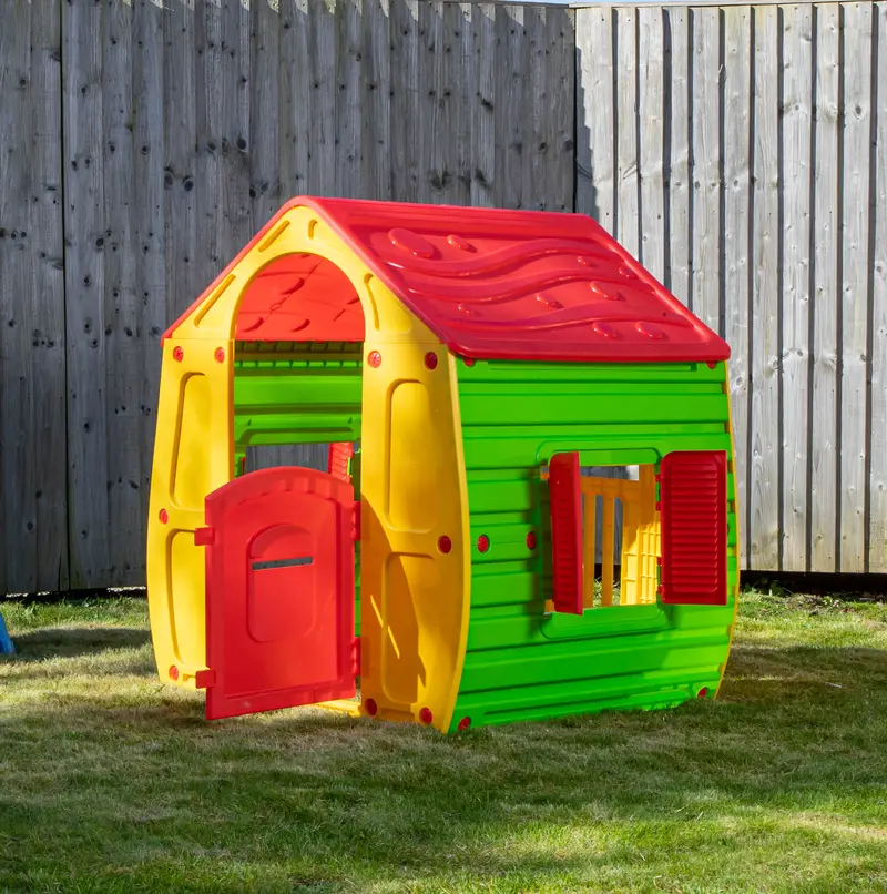 1.09m Yellow-and-Red Plastic Wendy House Playhouse for Indoor or Outdoor Use