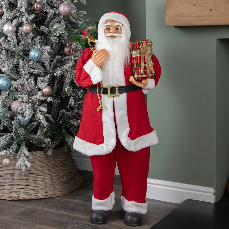 1.1-Metre Traditional Standing Santa Figure with Gift Sack