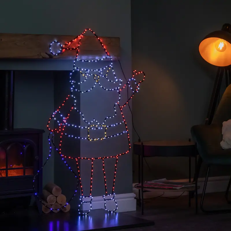 1.18m × 88cm Light-Up FlexiBright Santa Decoration – 469 Multi-Colored Twinkling LEDs
