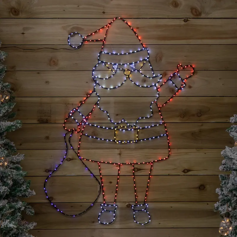 1.18m × 88cm Light-Up FlexiBright Santa Decoration – 469 Multi-Colored Twinkling LEDs