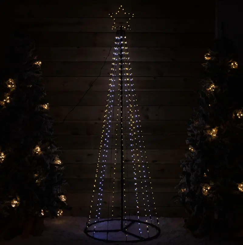 1.4m Illuminated Christmas Pyramid Tree with 308 Dual-Tone LED Lights