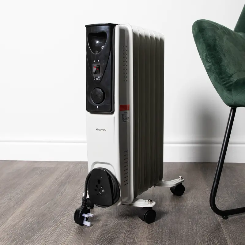 1.5kW 7-Fin Oil-Filled Radiator Heater – Adjustable Thermostat & Overheat Protection