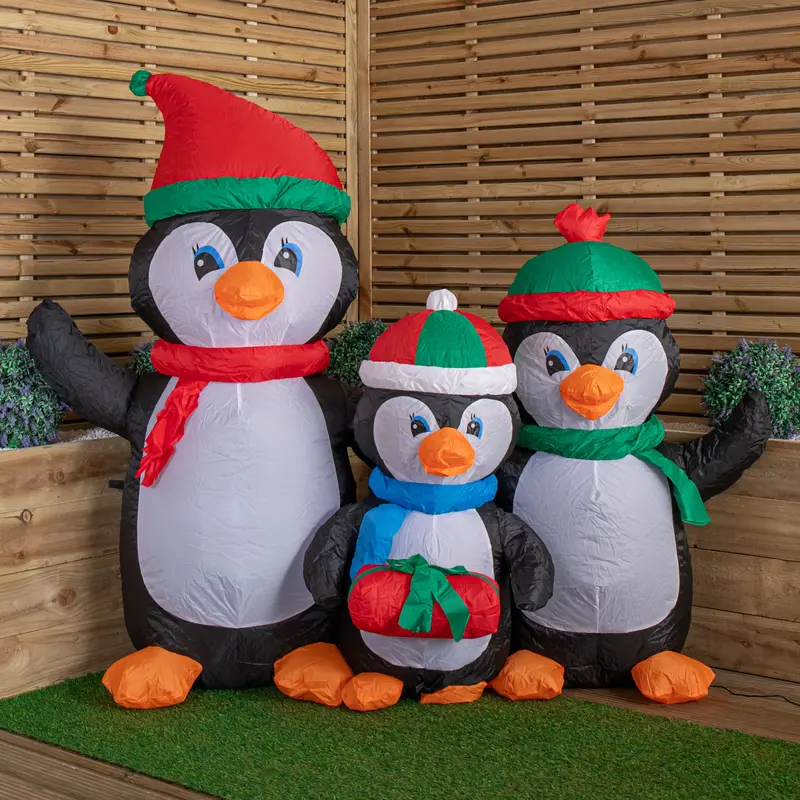 1.5m Inflatable Christmas Penguin Family Decoration with 12 Integrated White LEDs