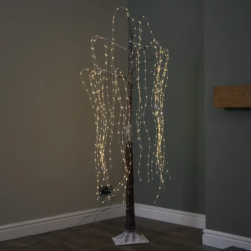 1.8m Flocked Willow Christmas Tree – 600 Warm White LED Pre-Lit Artificial Tree