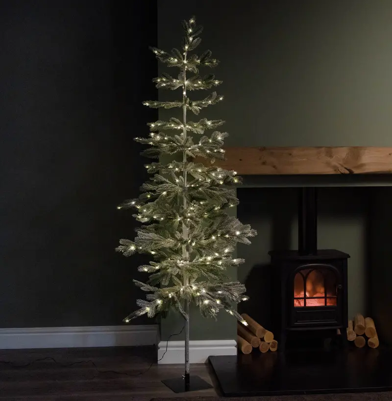 1.8m Illuminated Pine-Style Christmas Tree – 300 Warm White LEDs + Stable Metal Base