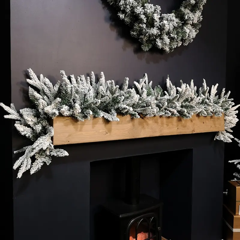 1.8m Snow-Flocked Lapland Garland with 150 Realistic Tips & Soft Texture