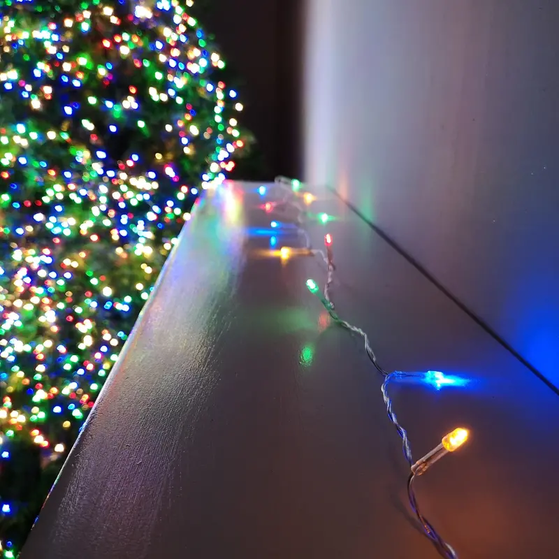 10m Battery-Powered Christmas String Lights – 100 Multicolour LEDs on Clear Wire