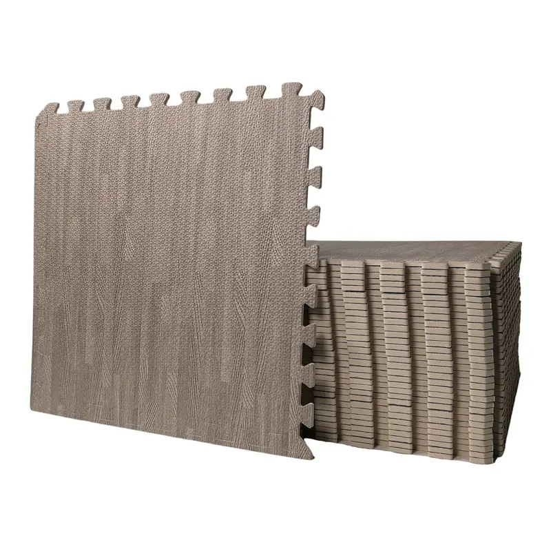 12-Pack Grey Wood-Effect EVA Foam Floor Tiles – 60x60cm Interlocking Mats (4.32m²)