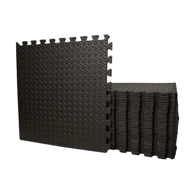 12-Piece EVA Foam Floor Mat Kit – 60cm x 60cm Black Protective Tile System