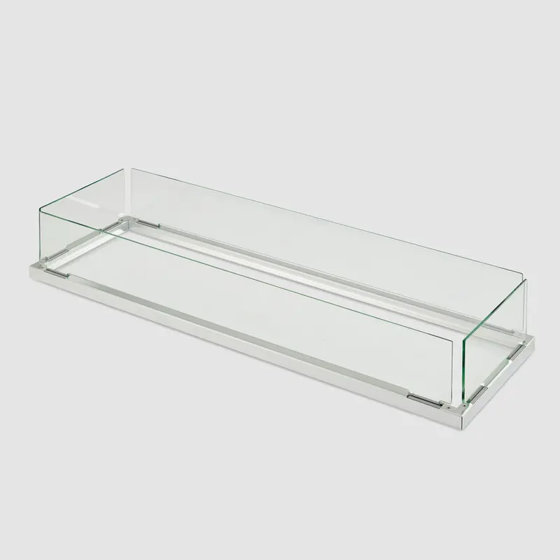 12″ x 42″ Folding Tempered Glass Wind Guard for Linear Fire Tables
