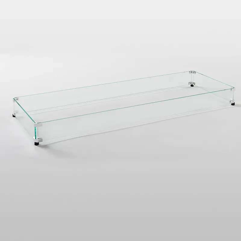 120″ Linear Glass Wind Guard – Tempered Safety Glass for Long Fire Tables by The Outdoor Great Room