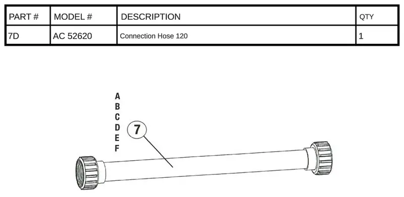 120cm Connection Hose Replacement AC-52620