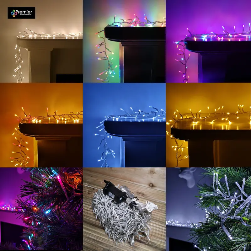 12m Multifunction Cluster Christmas Lights – 960 LEDs, Timer, Clear Cable