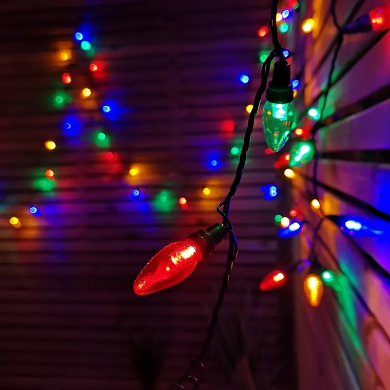 12m Outdoor Festoon Lights – 120-LED Premier Large-Bulb Christmas String Lights with Timer