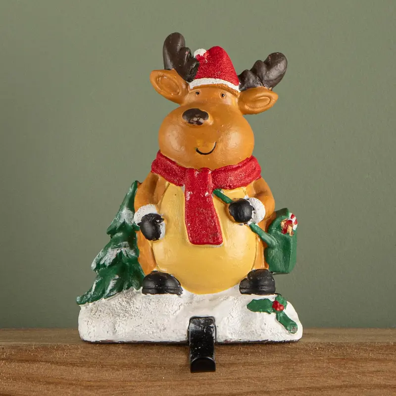 13cm Reindeer-Themed Christmas Stocking Hanger – Festive Wall Mount
