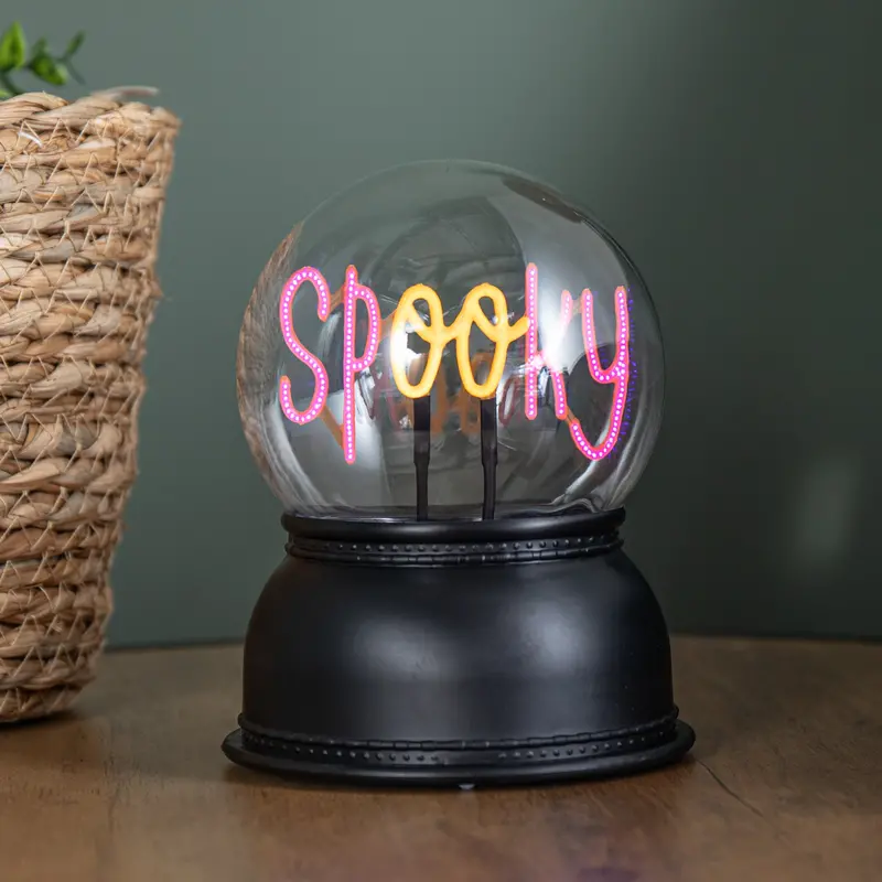 14cm Spooky Halloween Light-Up Globe – Battery-Powered Glow Effect with Animated LED Display