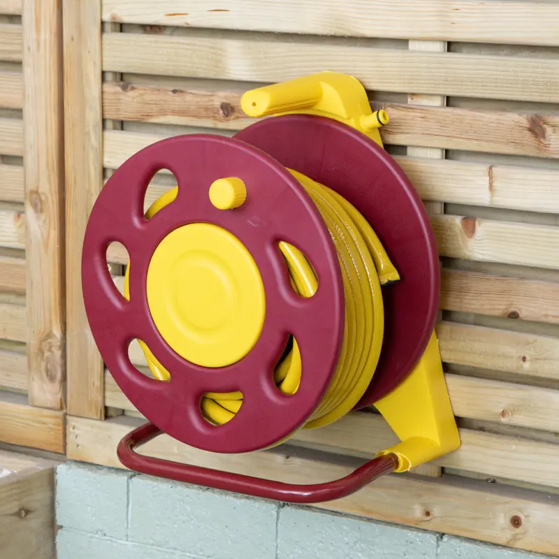 15m Professional Wall-Mounted Garden Hose Reel with Spray Nozzle