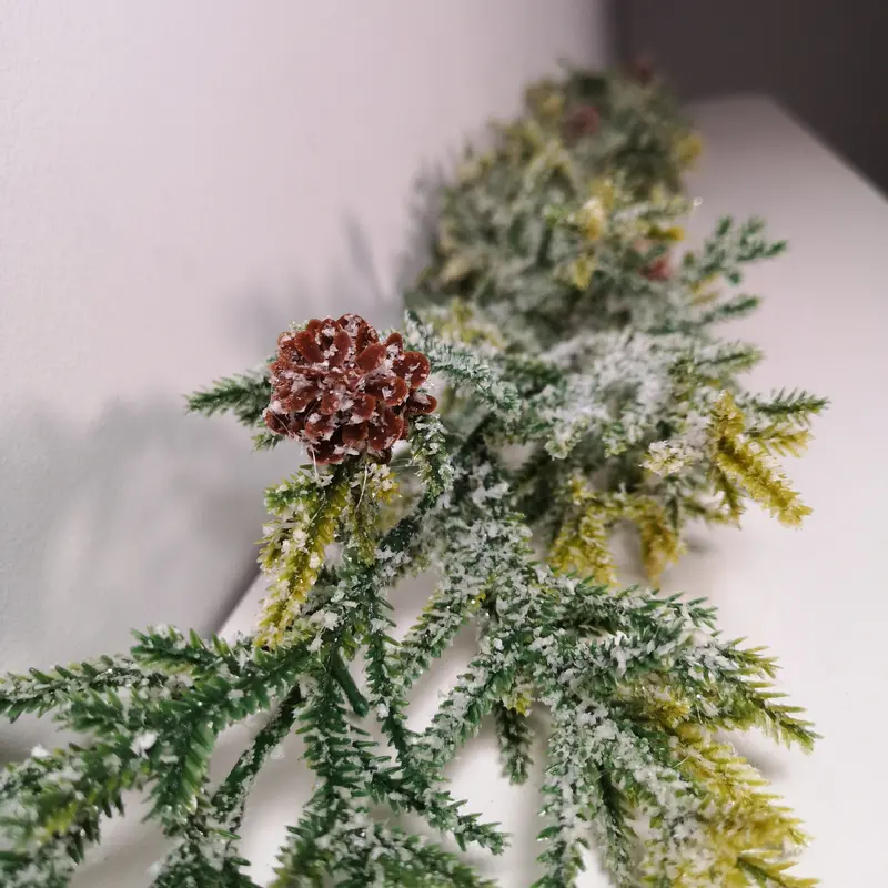 160cm Realistic Frost-Tipped Spruce Garland with Plastic Pine Cones