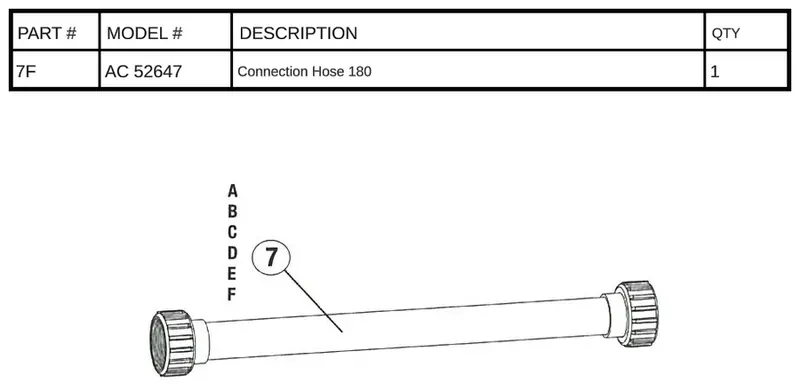 180cm Connection Hose Replacement AC-52647