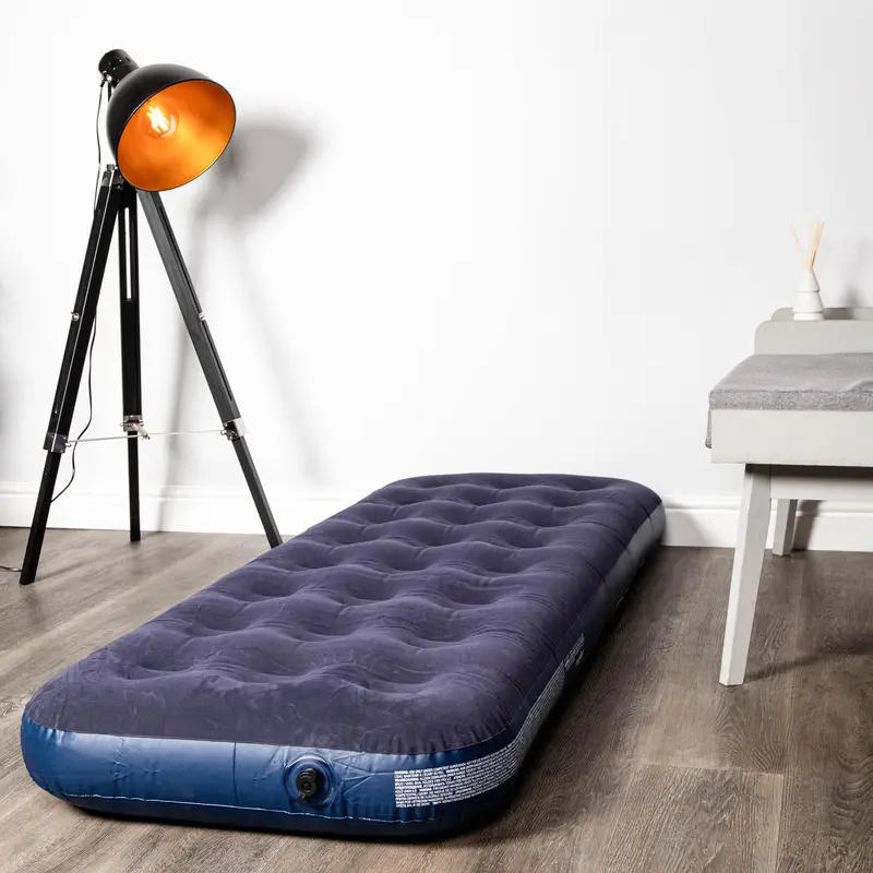 191cm x 73cm x 22cm Single Airbed – Soft-Flock Covered Inflatable Bed for Guests or Camping