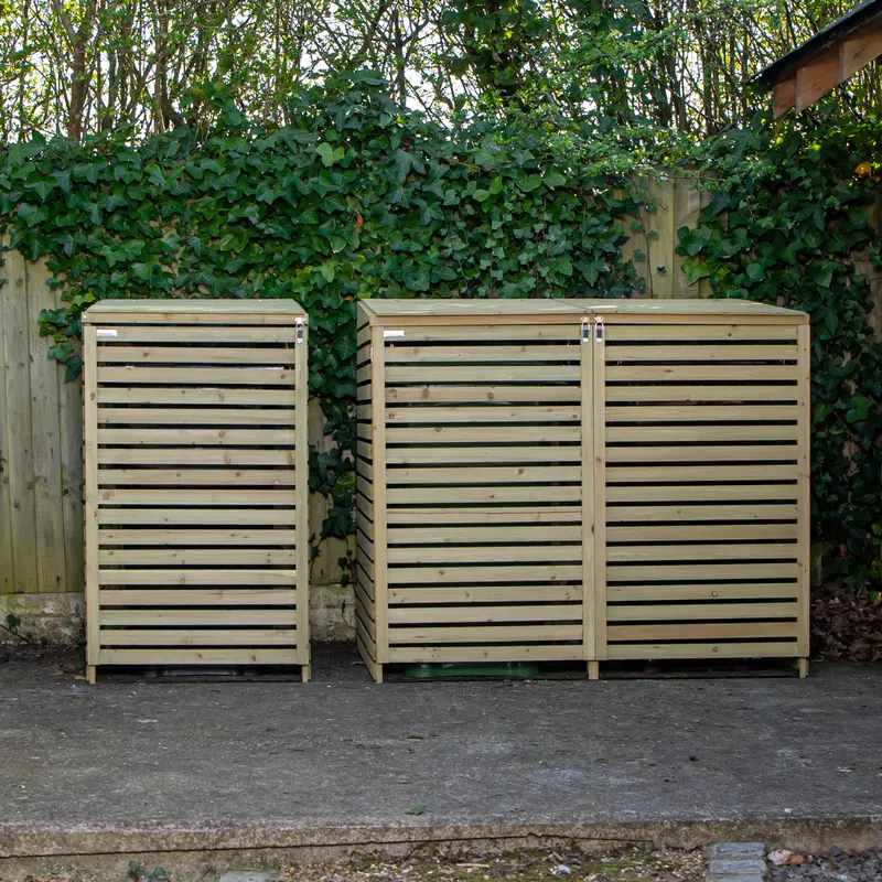 2.02m × 1.22m Triple Wheelie Bin Storage Unit – Outdoor Wooden Garden Bin Store