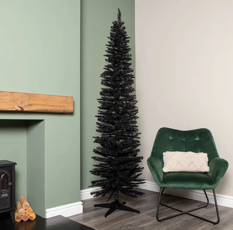 2.1m Black Pencil Pine Artificial Christmas Tree – 401 Realistic Tips