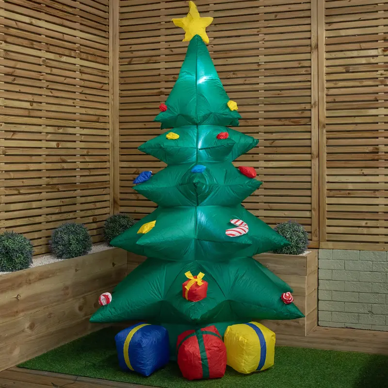 2.4m Inflatable Light-Up Christmas Tree – Featuring Presents & Integrated LED Display