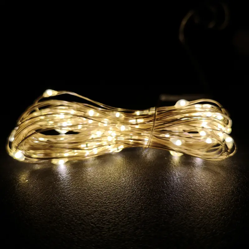 2.5-Meter Warm White Micro LED String Lights – Battery Powered with Timer & Pin Wire