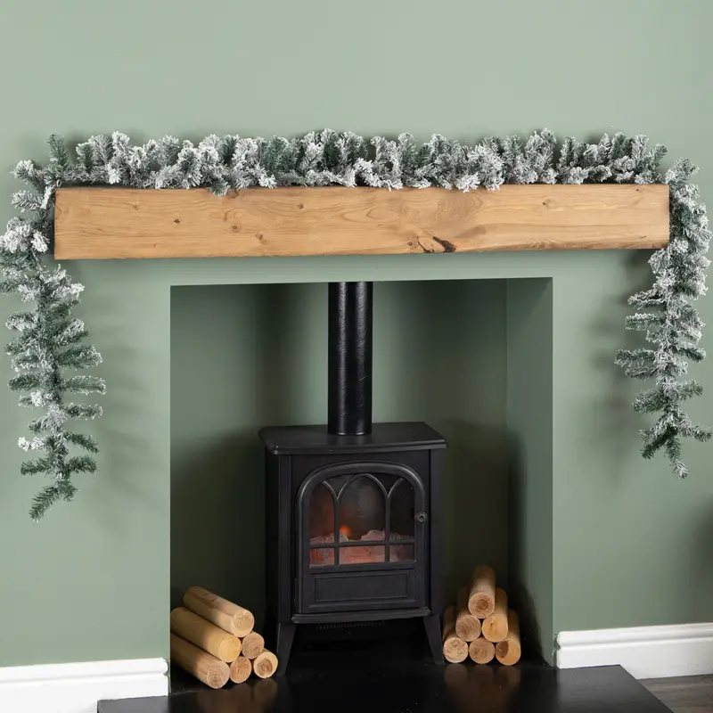 2.7m Snow-Flocked Woodcote Fir Garland – Realistic Festive Decoration