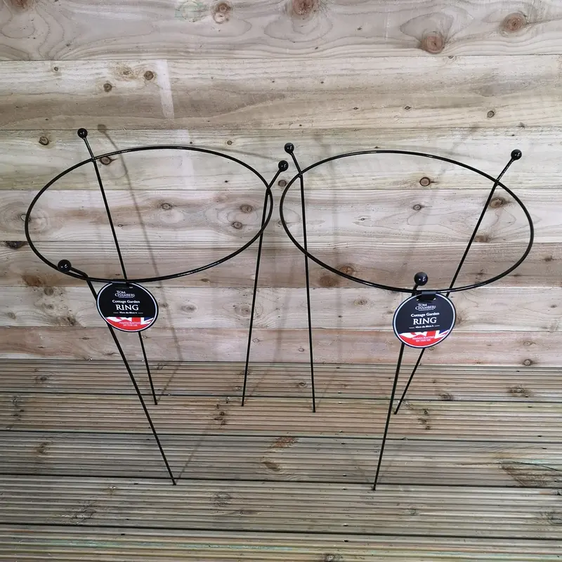 2-Pack Tom Chambers Cottage Plant Support Rings – 80cm x 45cm Black Steel Garden Stakes