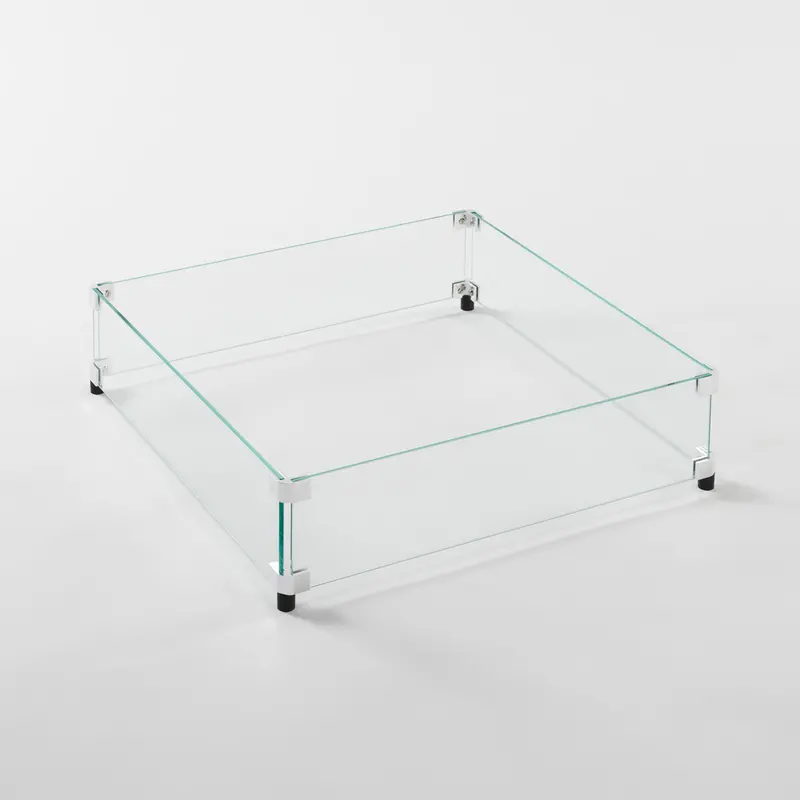 24″ x 24″ Square Glass Wind Guard – Tempered Glass Windscreen for Square Fire Tables by The Outdoor Great Room