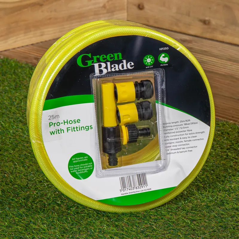 25-Metre Yellow Reinforced Kink-Resistant Garden Hose with Brass Connectors