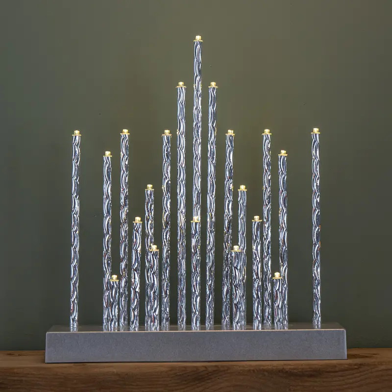 27cm Battery-Powered Silver Candlebridge Decoration with 20 Warm White LEDs