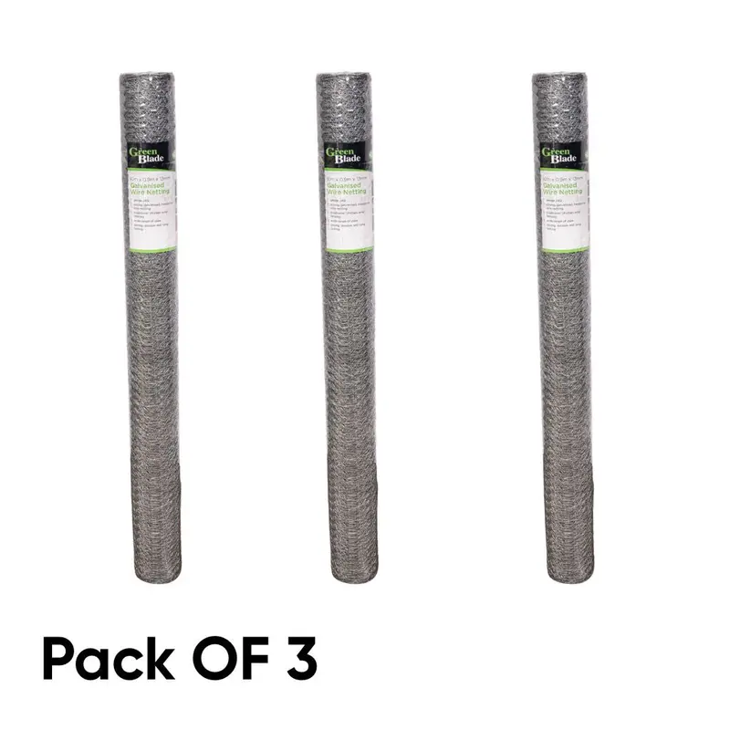 3-Pack Galvanized Chicken Wire Fencing – 10m Rolls for Garden Enclosures