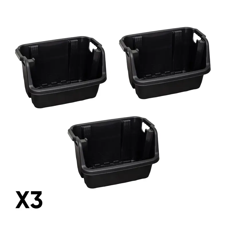 3-Pack Industrial-Grade Stackable Pick Bin Crates (36 × 59cm)