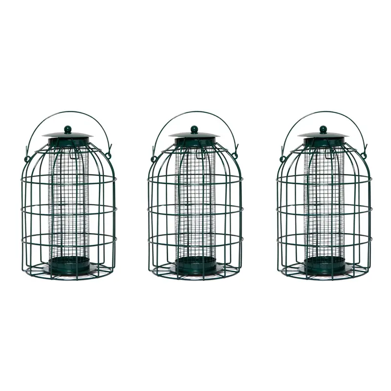 3-Pack Wild Bird Nut Feeder Set with Integrated Squirrel Deterrent