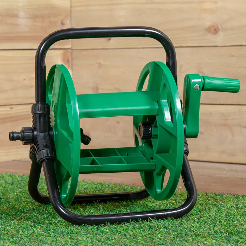 30m Manual Hose Reel with Crank Handle for Portable Garden Water Storage