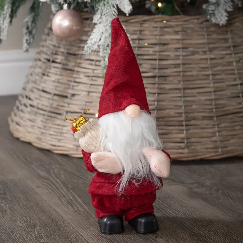35cm Battery-Powered Walking Musical Gonk Figure in Festive Red