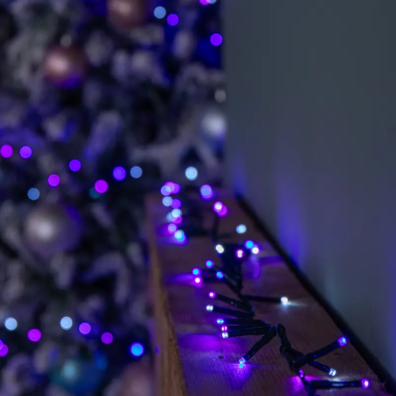 37.5m 1500-LED Blue, White & Purple Christmas String Lights with Timer