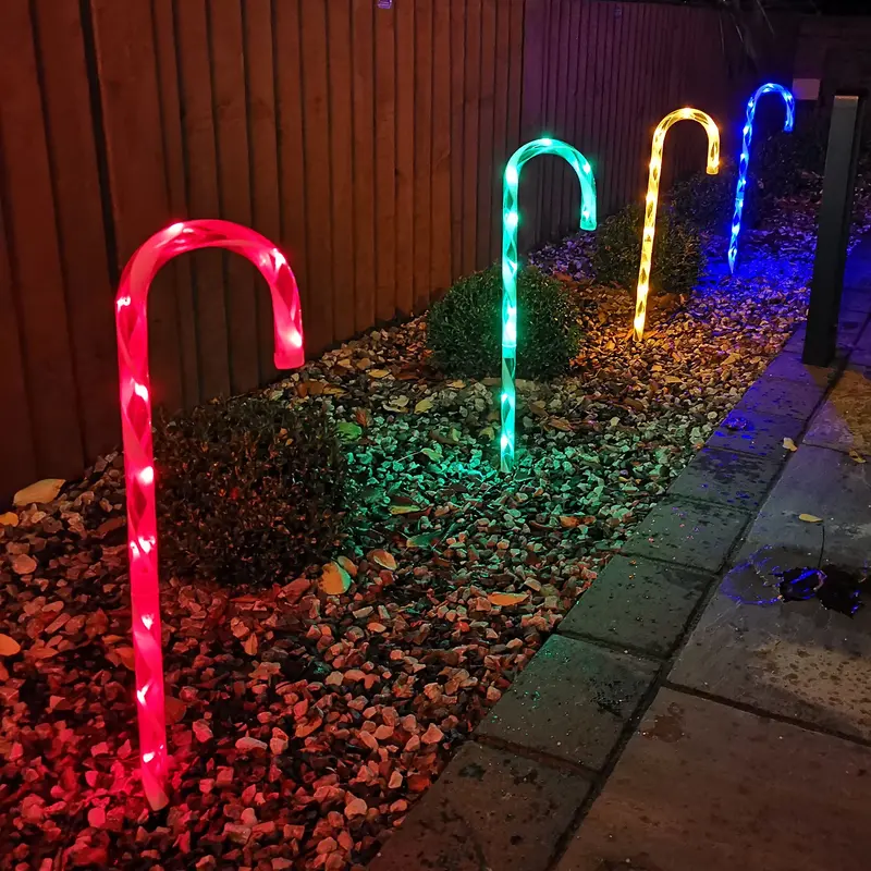 4-Pack 62cm Outdoor Multicolour LED Candy Cane Path Lights for Garden Decoration