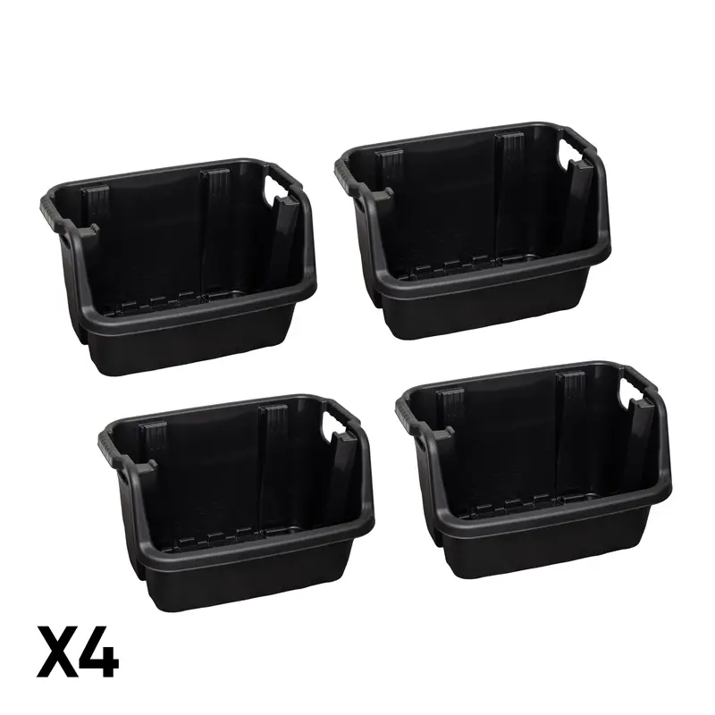 4-Pack Heavy-Duty Stackable Pick Bin Crates (36 × 59cm) with Handles