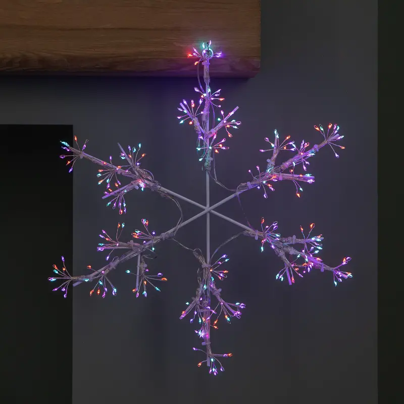 40cm Rainbow-Illuminated Hanging Snowflake LED Christmas Ornament