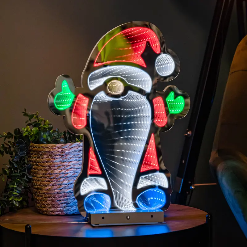 40cm Santa Figure Decoration — Infinity Loop Design with Vibrant Multi-Color LEDs