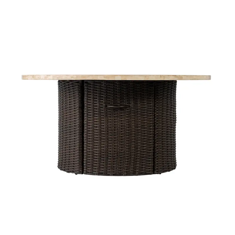 48-Inch Round Mesa Fire Table with Natural Stone Top by Lloyd Flanders