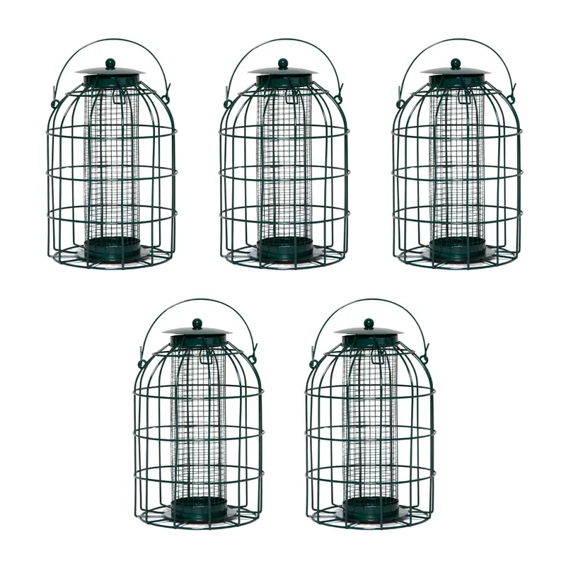 5-Pack Wild Bird Nut Feeder Set with Squirrel Guard