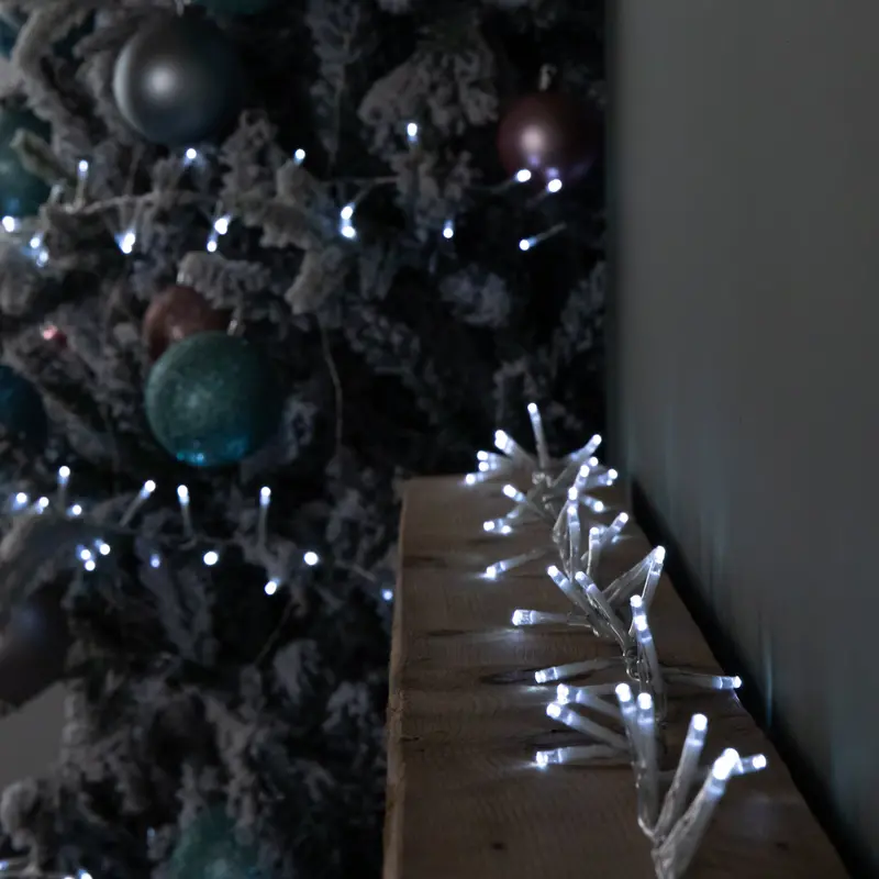 50m 2000-LED Pure White Christmas String Lights on Clear Wire with Timer