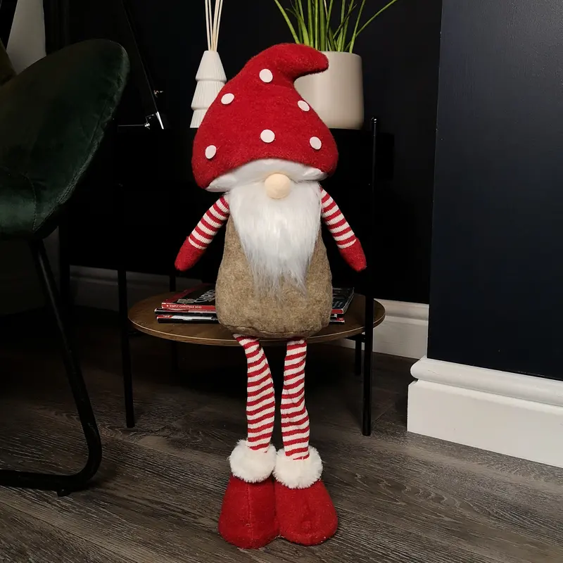 51cm Standing Gonk Figurine – Festive Male Character with Mushroom Hat