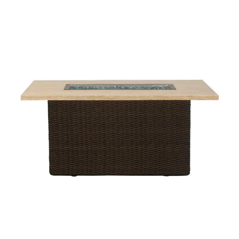 52-Inch Rectangular Mesa Fire Table with Natural Stone Top by Lloyd Flanders