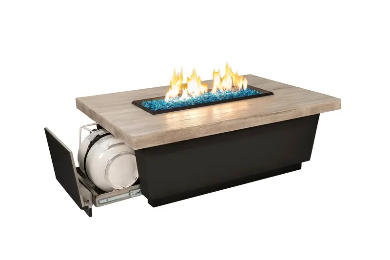 52 x 36 Inch Reclaimed Wood Contemporary Fire Table with Low-Profile Burner by American Fyre Design