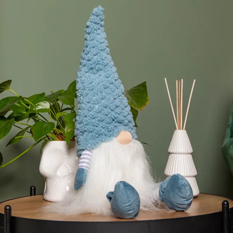 53cm Blue Sitting Gonk – Knitted Hat & Playful Dangly Legs Christmas Character Decor